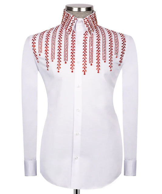 🔥❤️ "Scarlet Spark" – White Shirt with Red Crystal