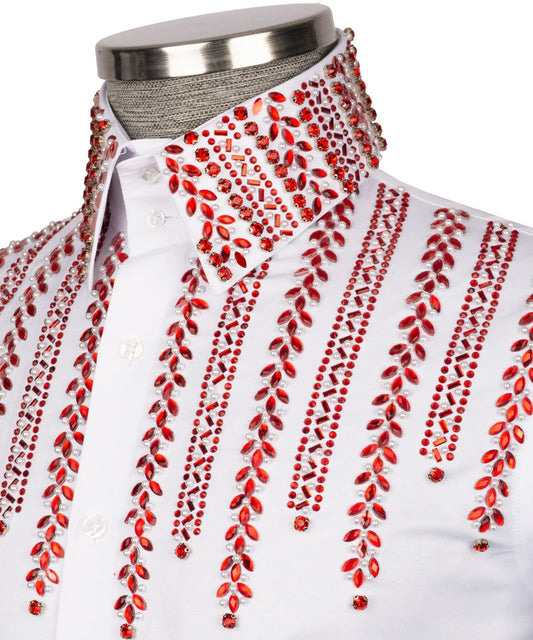 🔥❤️ "Scarlet Spark" – White Shirt with Red Crystal