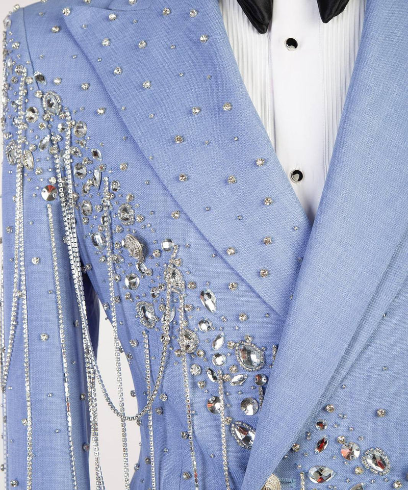 Shawl Design Silver Stone Blue Tuxedo