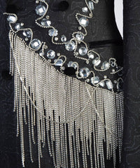 Shawl Lapel Exclusive Design Silver Stoned Black Tuxedo