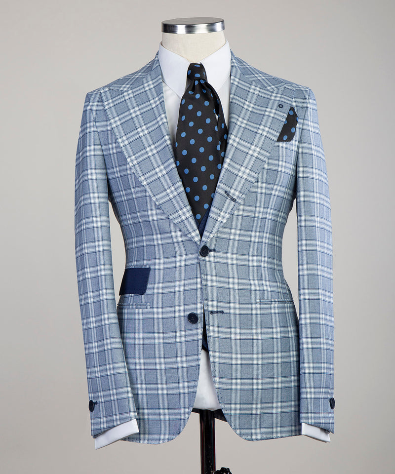 Sky Blue Plaid Suit