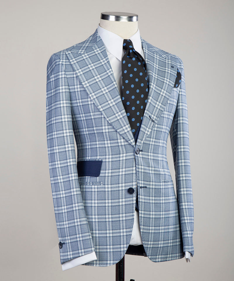 Sky Blue Plaid Suit