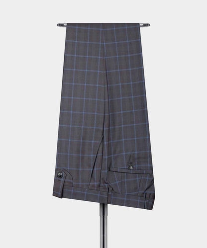 Slate Brown Windowpane 3-Piece Suit – Sophistication in Every Square