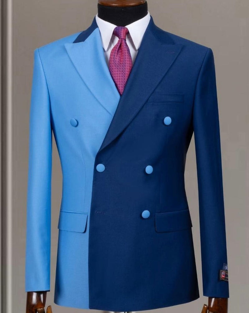 Striking Sky Blue and Blue Suit