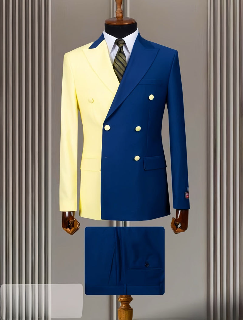 Striking Yellow and Blue Suit