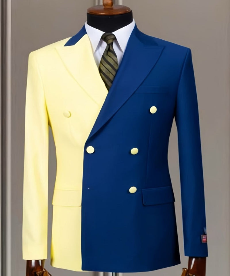 Striking Yellow and Blue Suit