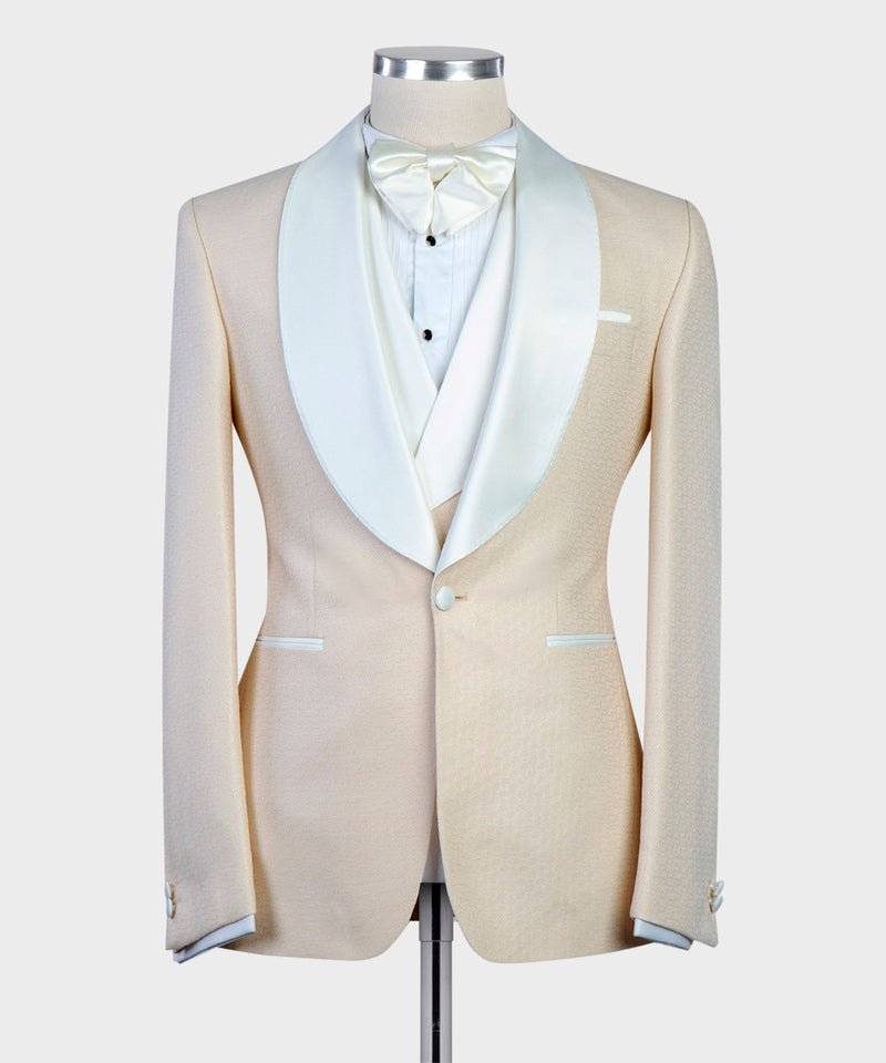 Three Piece Men's Beige Tuxedo