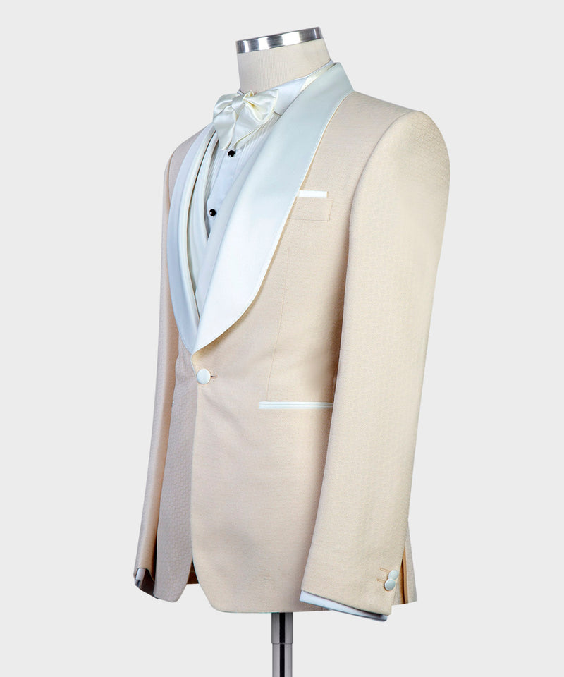 Three Piece Men's Beige Tuxedo