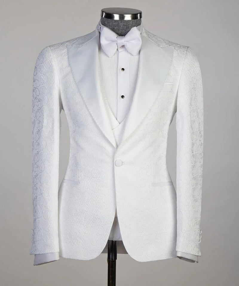 Three Pieces White Tuxedo Suit