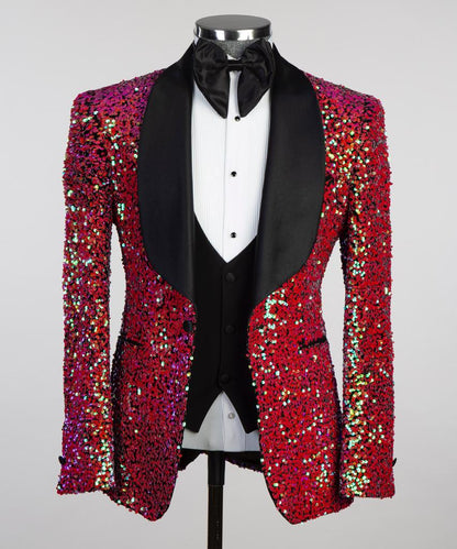 Tuxedos With Red Design Party Wear