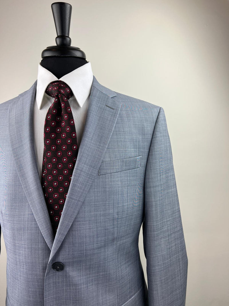 Two Piece Slim Fit Grey Blue Suit