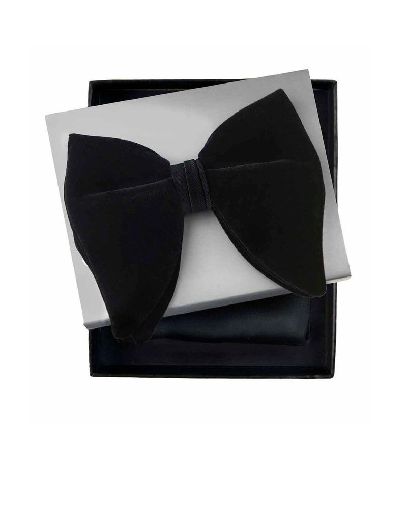 Oversized Black Velvet Bow Tie