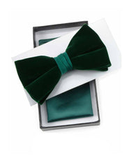 GREEN VELVET BOW TIE FOREST GREEN COLOR