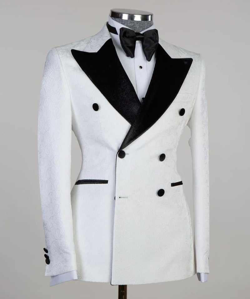 White Double Breasted Tuxedo Jacket 