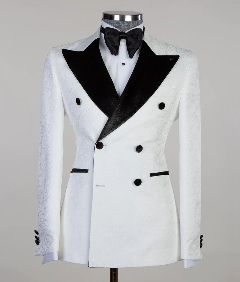 White Double Breasted Tuxedo Jacket 