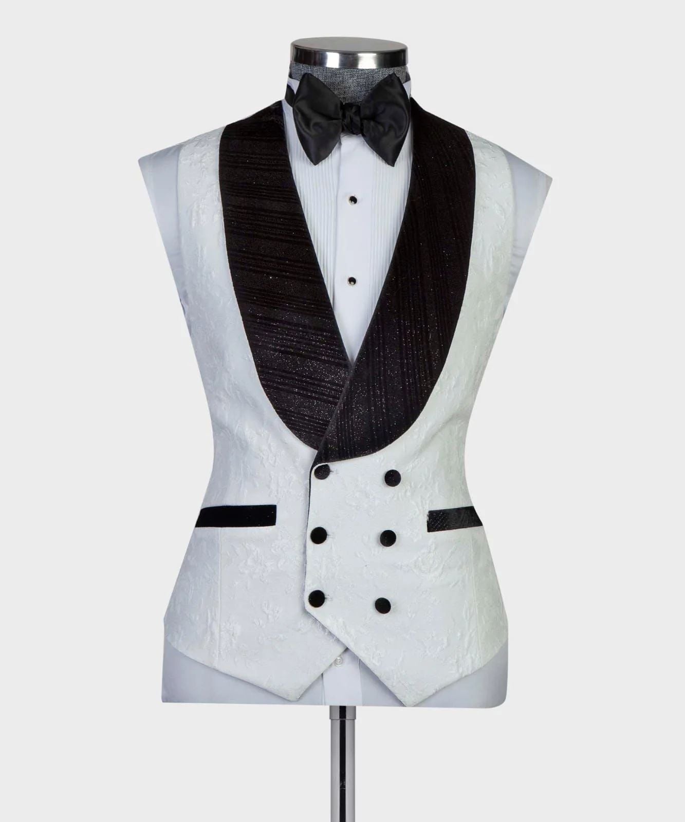 White Tuxedo With Black Shinning Collar 