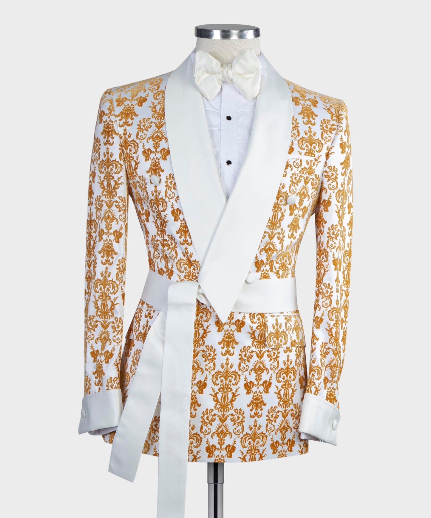 Yellow Floral Belted Tuxedo