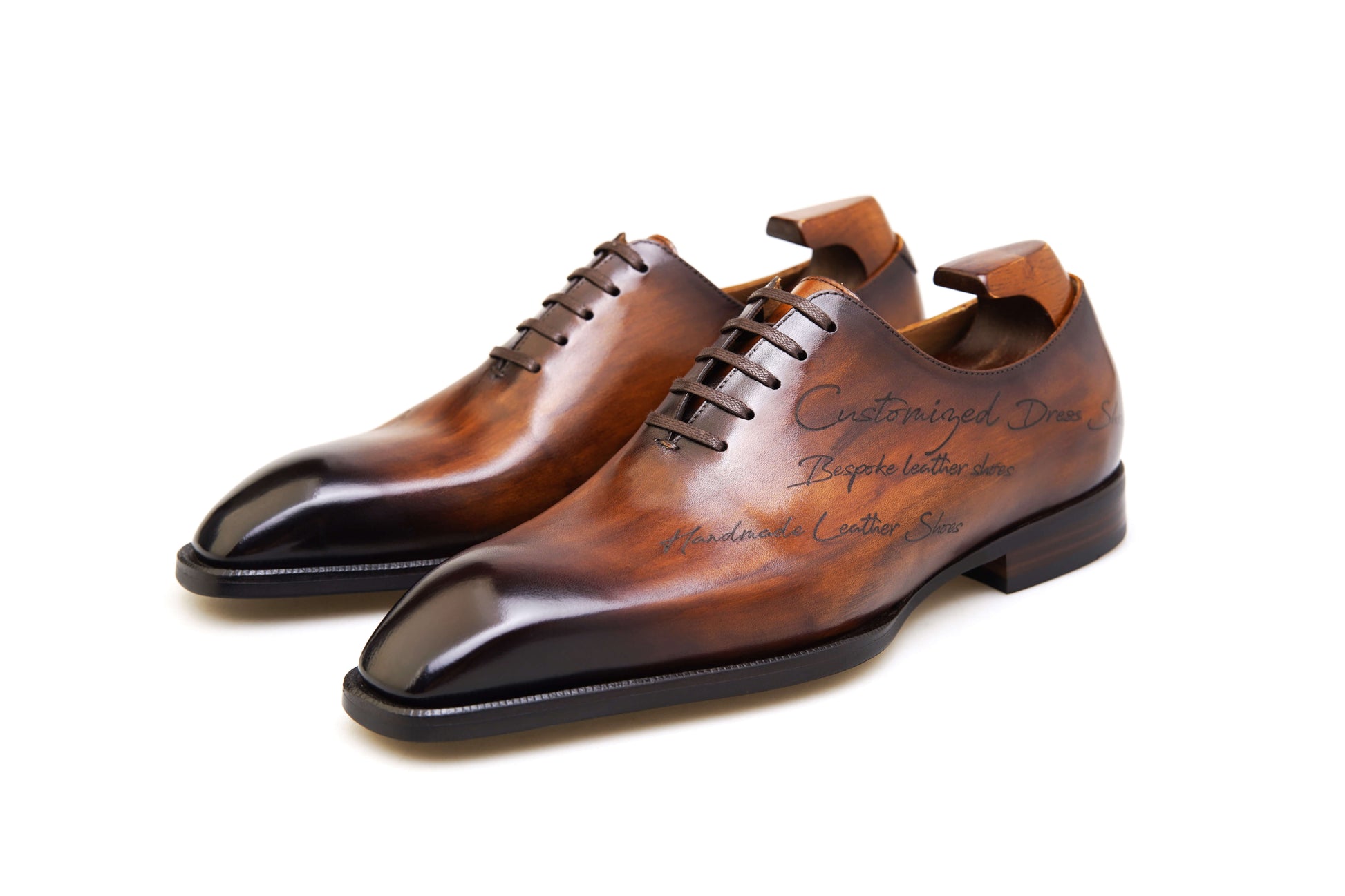 KOSS ATELIER bespoke patina leather shoes with a polished finish and customizable features