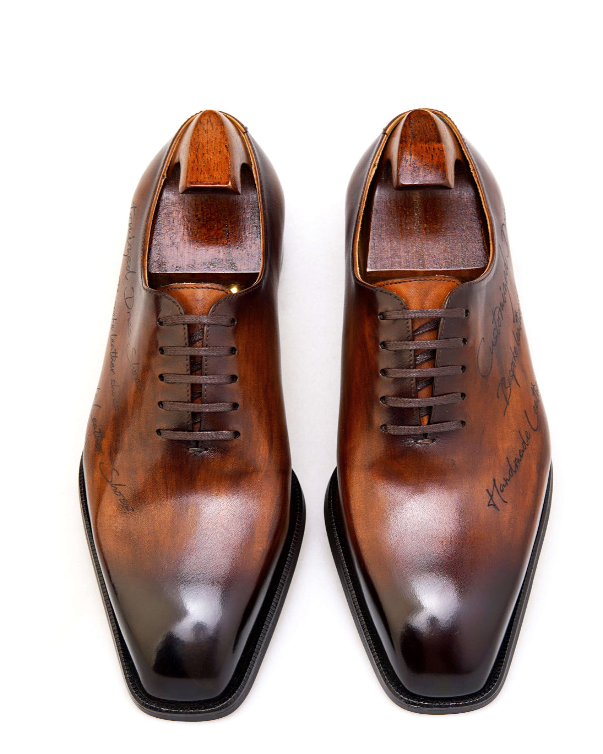 KOSS ATELIER bespoke patina leather shoes featuring a sleek design and polished finish