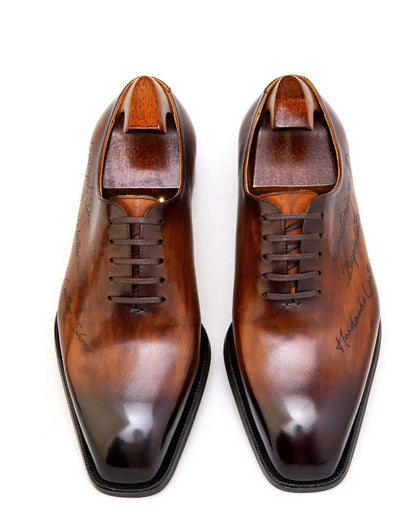 KOSS ATELIER bespoke patina leather shoes featuring a sleek design and polished finish