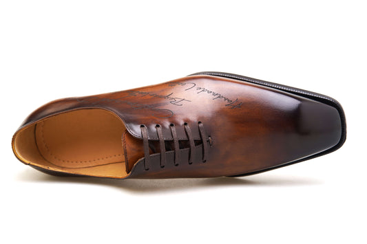KOSS ATELIER bespoke patina leather shoes with a polished finish and elegant design