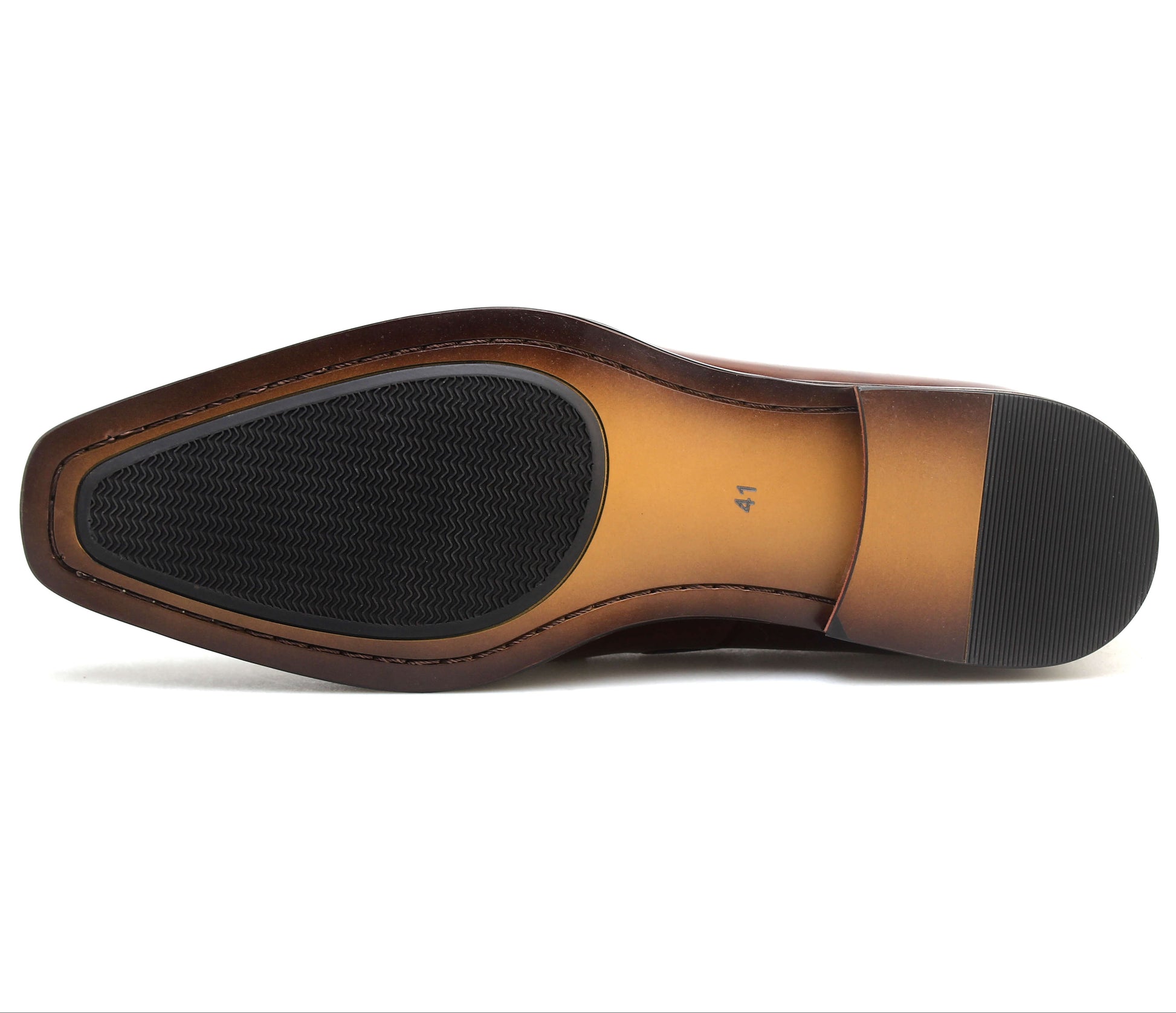 Sole of KOSS ATELIER black leather tassel loafers showcasing durable design and stylish finishing