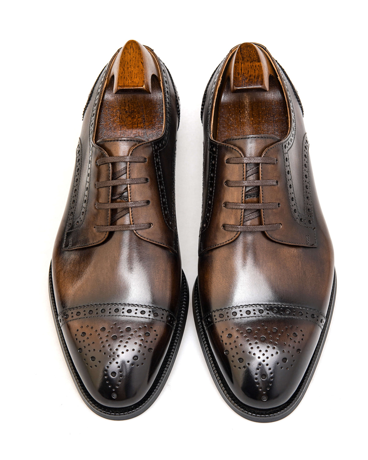 KOSS ATELIER brown cap-toe oxford shoes with elegant brogue detailing