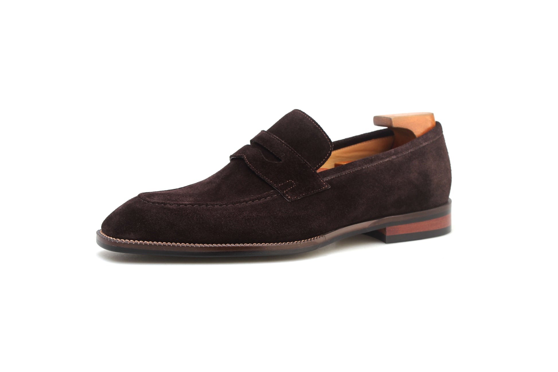 KOSS ATELIER elegant brown suede shoes with wood detail, perfect for stylish occasions