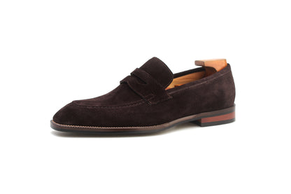 KOSS ATELIER elegant brown suede shoes with wood detail, perfect for stylish occasions