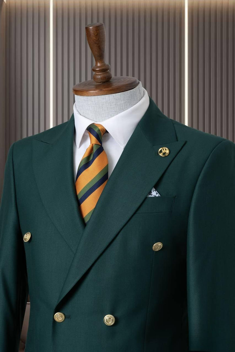 Dark Green Double Breasted Suit