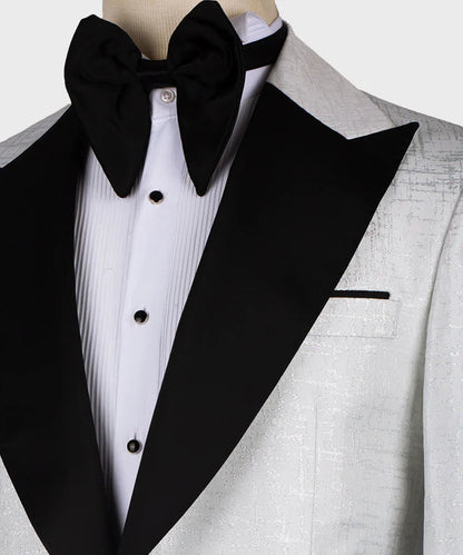 Black Pointed Collar White Tuxedo – Classic Contrast