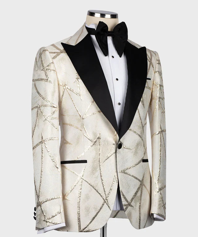 KOSS ATELIER Detailing Tuxedo with black lapels and bow tie on mannequin