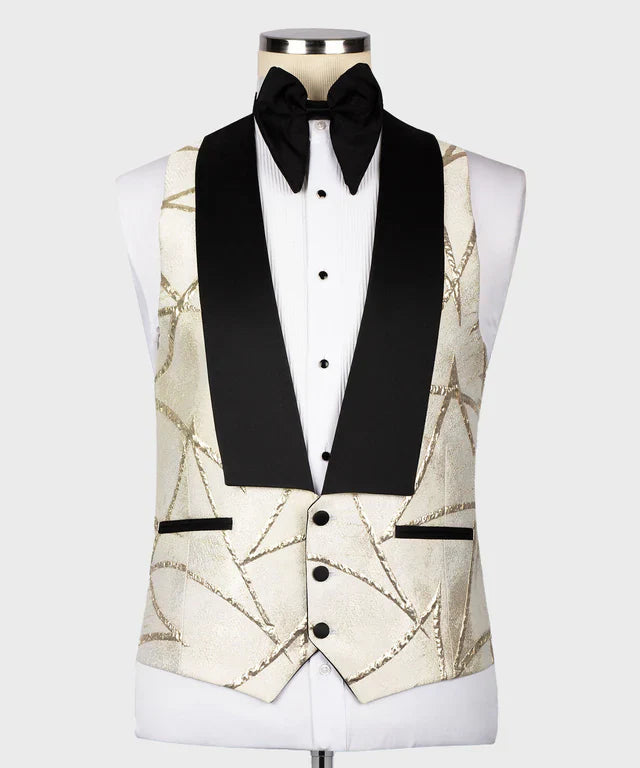 KOSS ATELIER Detailing Tuxedo vest with black lapels and bow tie on a mannequin