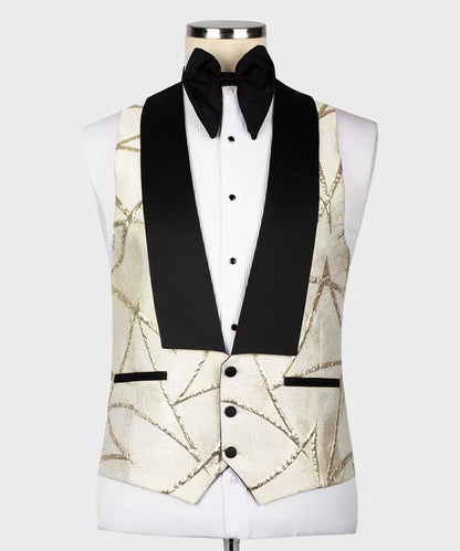 KOSS ATELIER Detailing Tuxedo vest with black lapels and bow tie on a mannequin
