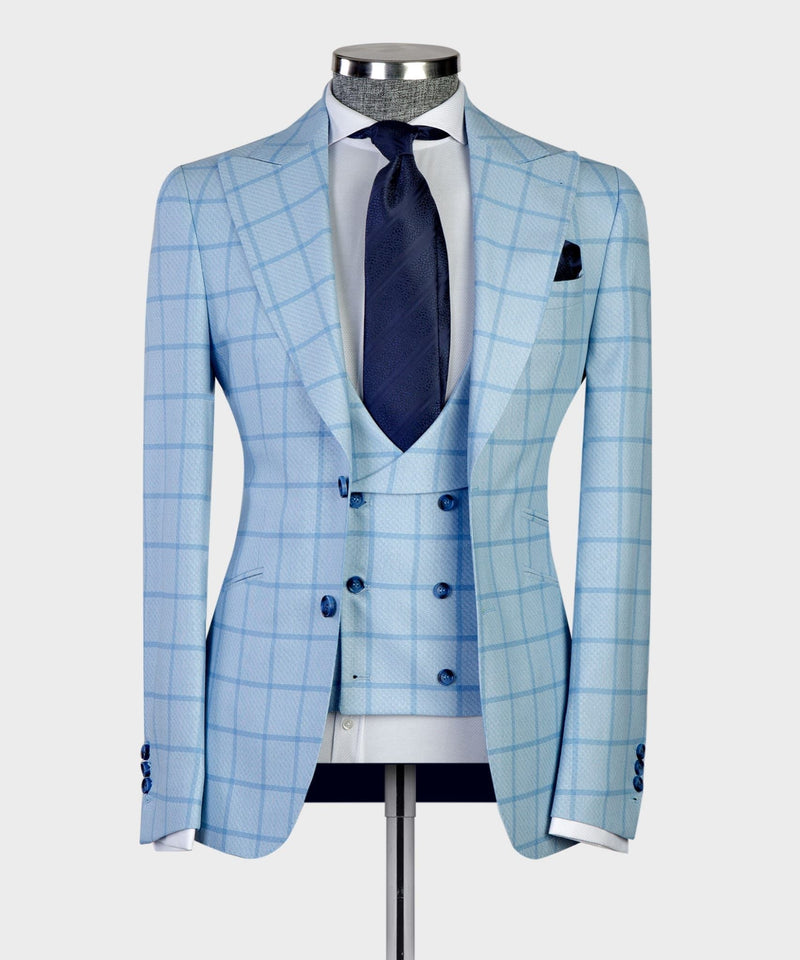 Sky blue business suit