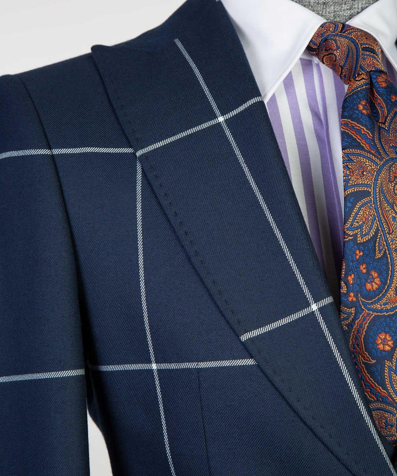 3 pieces Blue Pattern Business Suit