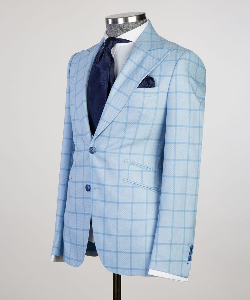 Sky blue business suit