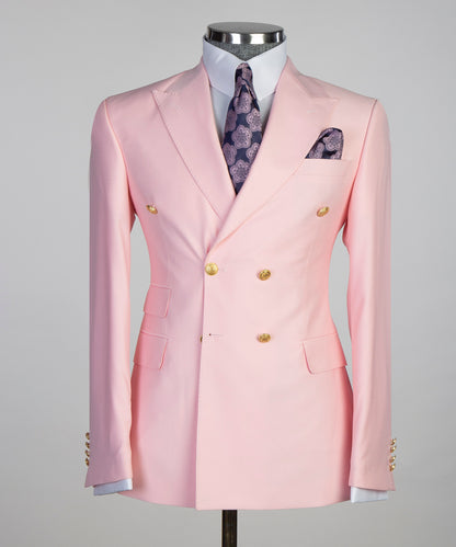 Light pink Double Breasted blazer with gold buttons and elegant details for formal occasions