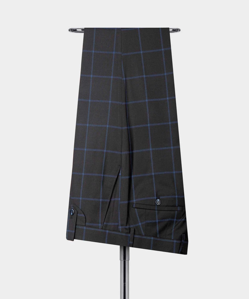 KOSS ATELIER tailored trousers from a dark blue three piece suit with blue windowpane check hanging