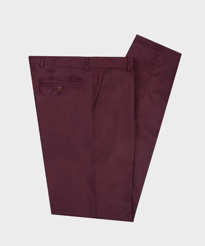 Folded suit trousers by KOSS ATELIER from burgundy 3-piece suit for men in tailored cotton blend