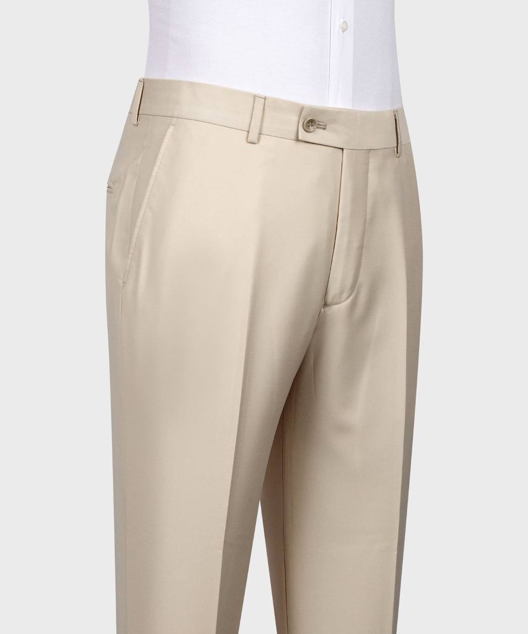 KOSS ATELIER trousers from ivory three piece suit for men with flat front belt loops and side pockets